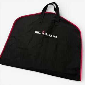 KITON NAPOLI 40" Fabric Garment Bag Black Fabric Red Trim Suit Jacket Travel